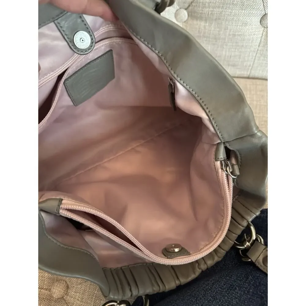Coach Vintage Ashley Gray Leather Ruched Shoulder Bag